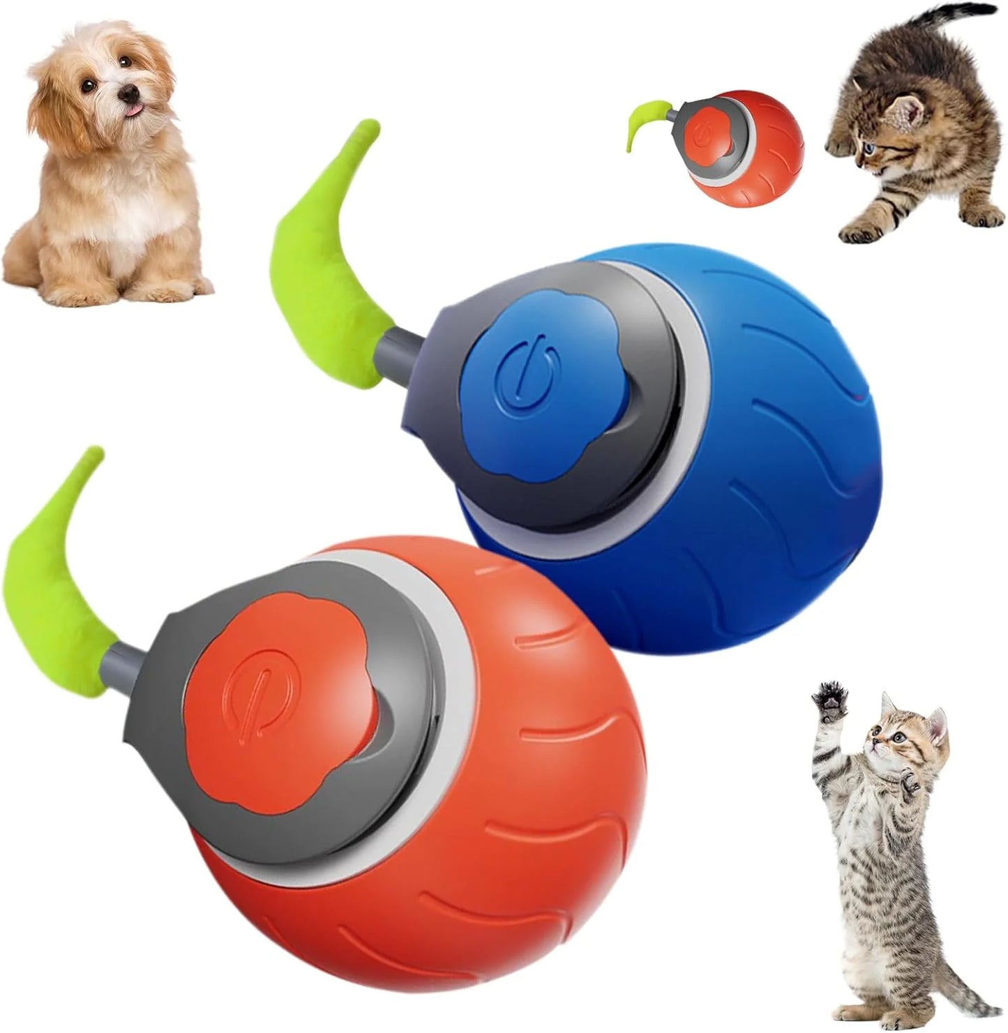 Jouet pour Chat Speedy Tail, Jouet Interactif pour Chats d'Intérieur, Balle de Jeu pour Chat, Jouet Interactif en Forme de Balle, Réglable sur Deux Vitesses, Rechargeable par USB