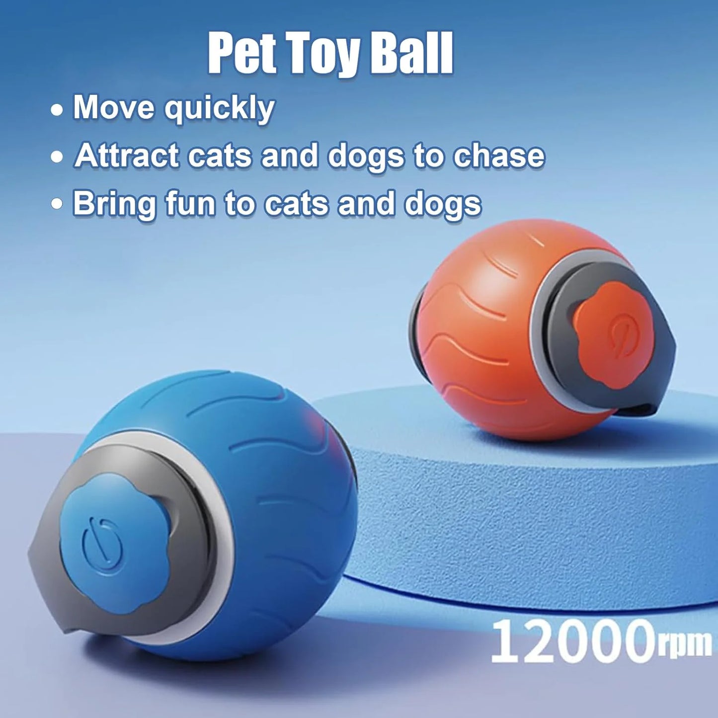 Jouet pour Chat Speedy Tail, Jouet Interactif pour Chats d'Intérieur, Balle de Jeu pour Chat, Jouet Interactif en Forme de Balle, Réglable sur Deux Vitesses, Rechargeable par USB